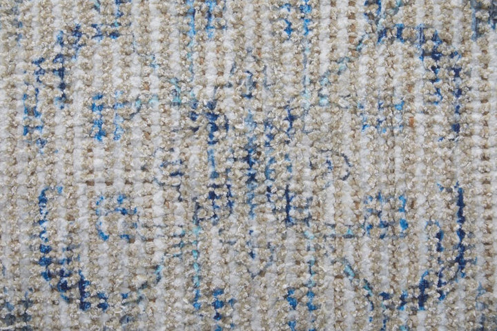 5' X 8' Gray Blue and Ivory Oriental Hand Woven Distressed Area Rug With Fringe