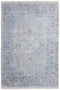5' X 8' Gray Blue and Ivory Oriental Hand Woven Distressed Area Rug With Fringe