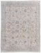 4' X 6' Ivory Tan and Blue Floral Hand Woven Distressed Area Rug With Fringe