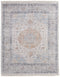 4' X 6' Ivory Blue and Orange Oriental Hand Woven Distressed Area Rug With Fringe
