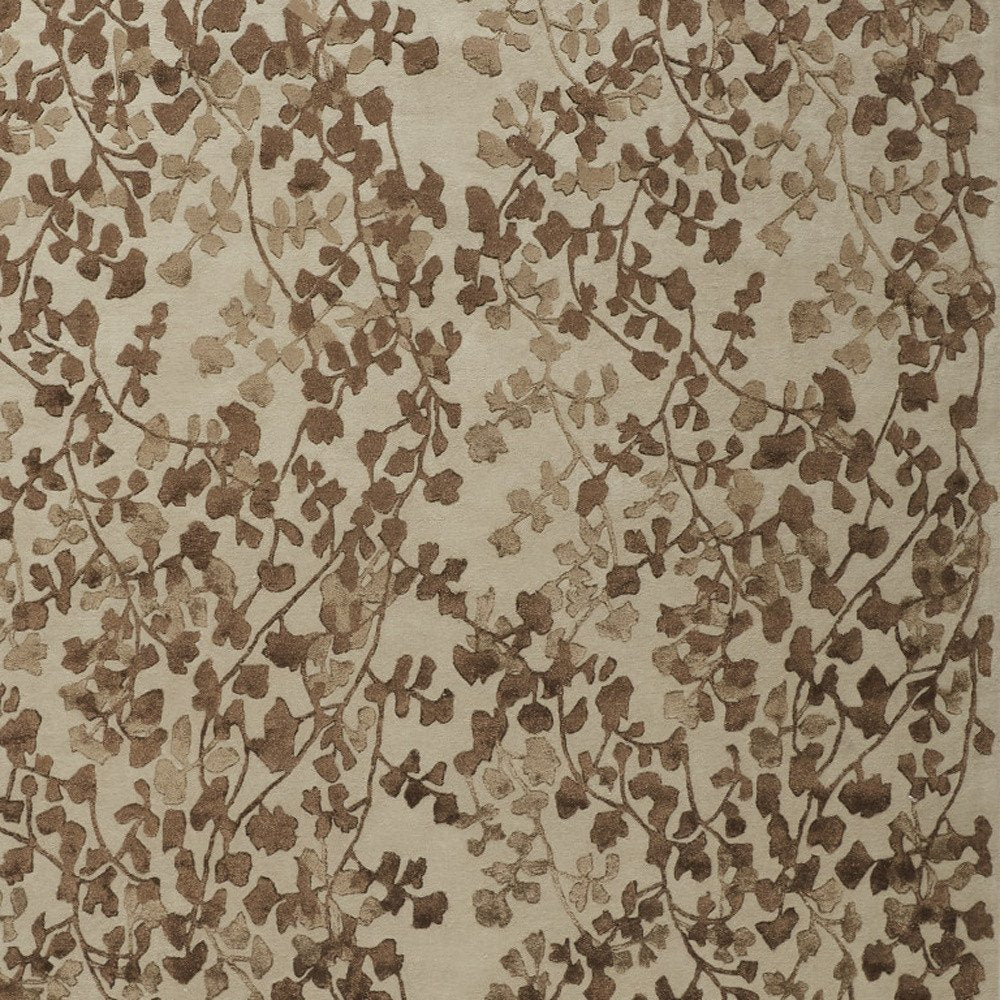 10' X 14' Taupe and Brown Floral Hand Tufted Area Rug