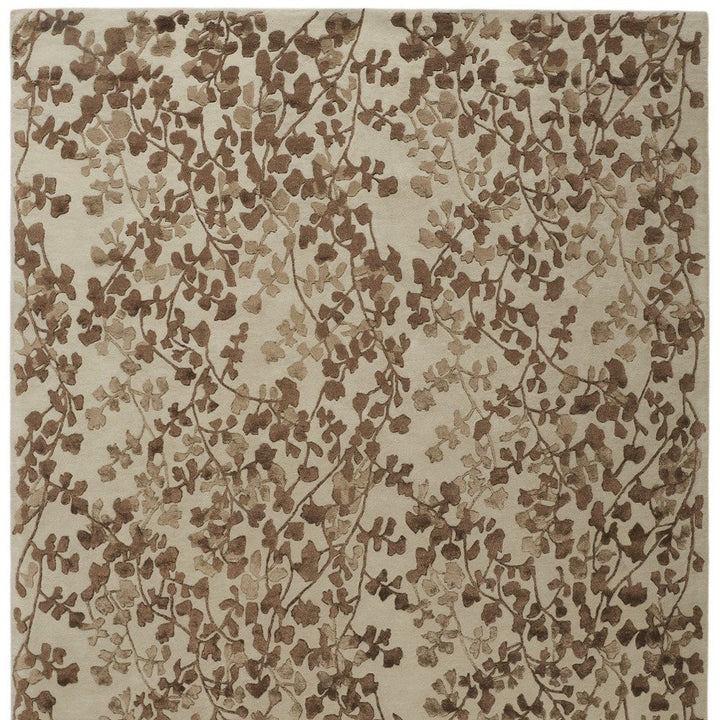 10' X 14' Taupe and Brown Floral Hand Tufted Area Rug