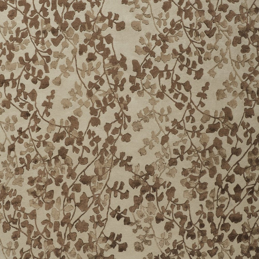 10' X 14' Taupe and Brown Floral Hand Tufted Area Rug