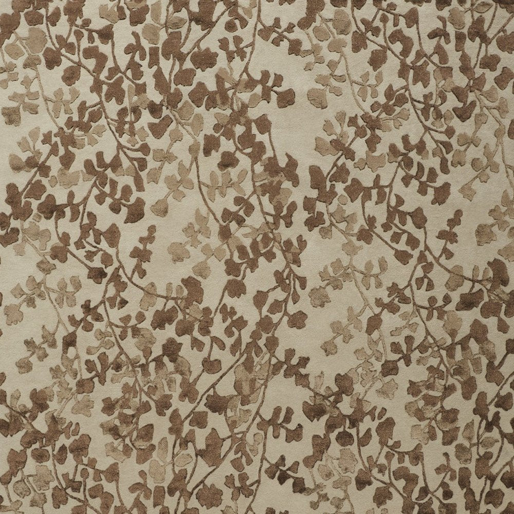 10' X 14' Taupe and Brown Floral Hand Tufted Area Rug