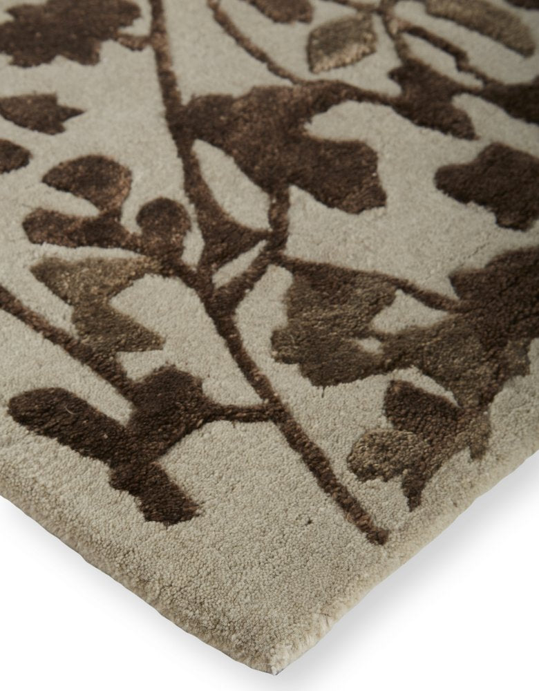 10' X 14' Taupe and Brown Floral Hand Tufted Area Rug