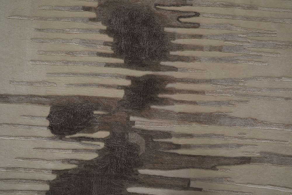12' X 15' Ivory Taupe and Brown Abstract Hand Tufted Area Rug
