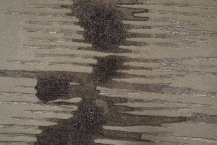 12' X 15' Ivory Taupe and Brown Abstract Hand Tufted Area Rug