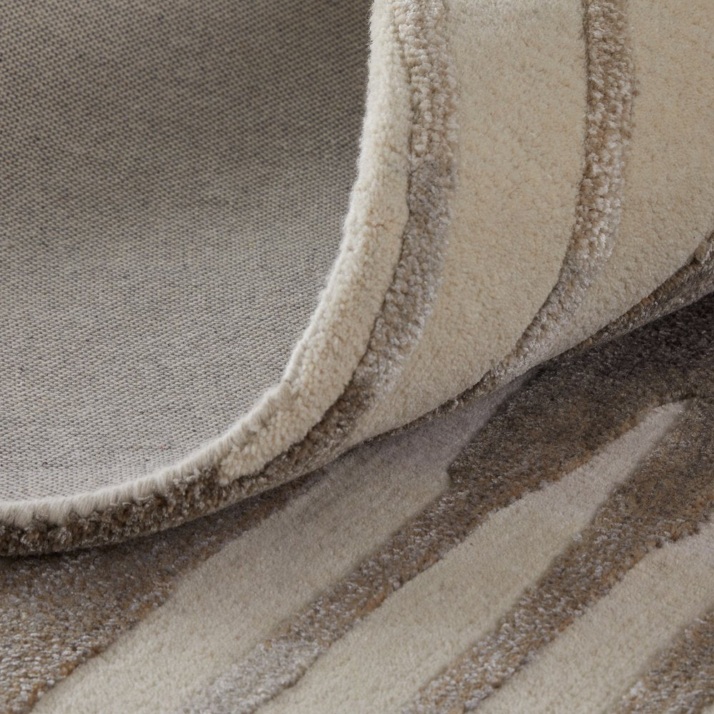 12' X 15' Ivory Taupe and Brown Abstract Hand Tufted Area Rug