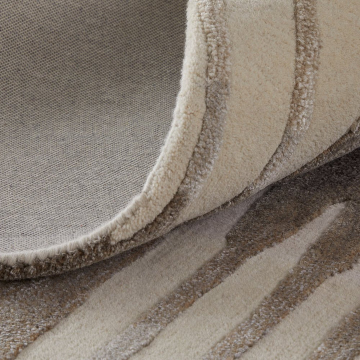 12' X 15' Ivory Taupe and Brown Abstract Hand Tufted Area Rug