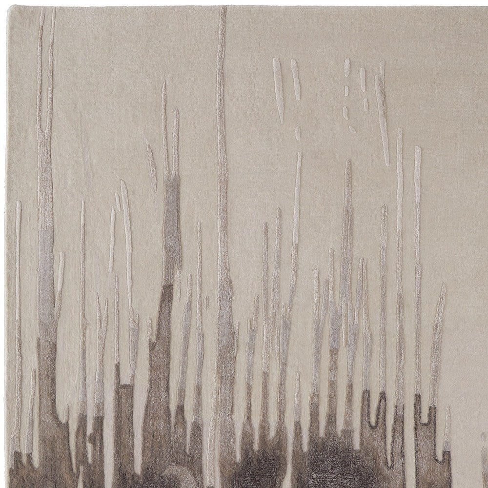 12' X 15' Ivory Taupe and Brown Abstract Hand Tufted Area Rug