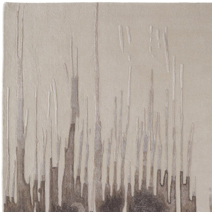 12' X 15' Ivory Taupe and Brown Abstract Hand Tufted Area Rug