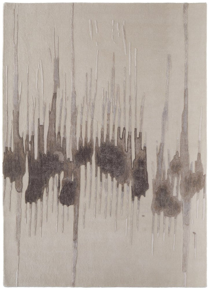 12' X 15' Ivory Taupe and Brown Abstract Hand Tufted Area Rug