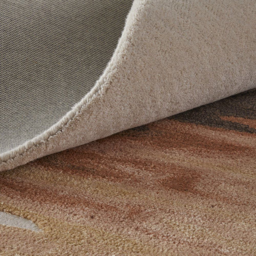 10' X 14' Tan Brown and Orange Abstract Hand Tufted Area Rug