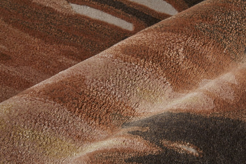 10' X 14' Tan Brown and Orange Abstract Hand Tufted Area Rug