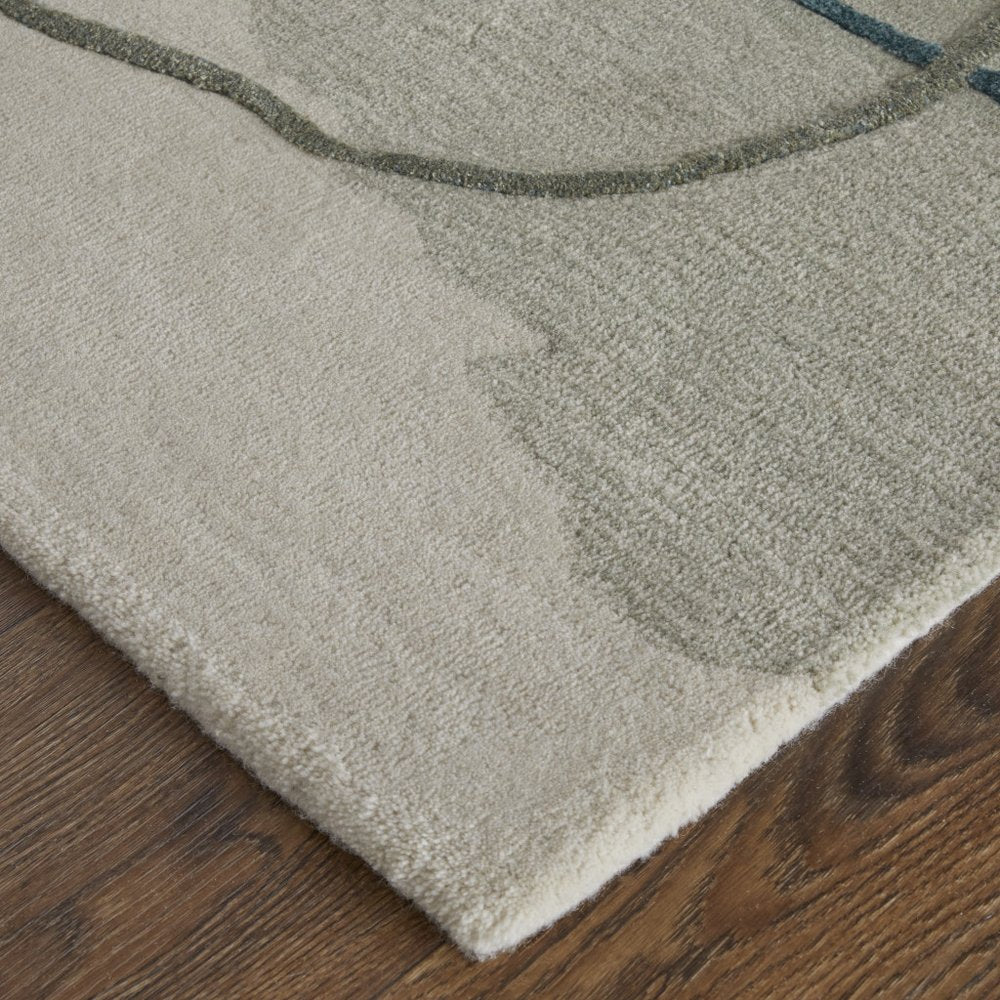 10' X 14' Blue and Gray Abstract Hand Tufted Area Rug