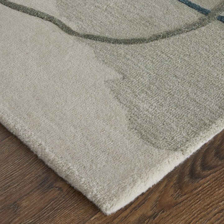 10' X 14' Blue and Gray Abstract Hand Tufted Area Rug