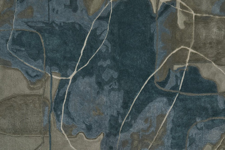 10' X 14' Blue and Gray Abstract Hand Tufted Area Rug