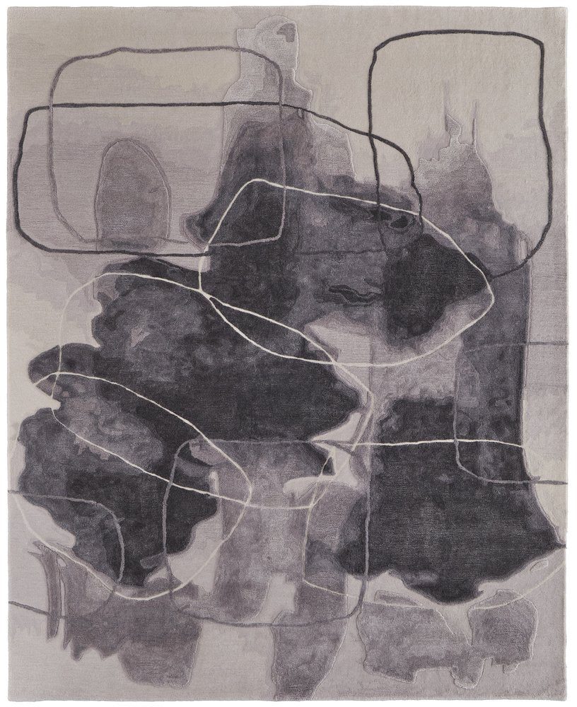 10' X 14' Blue and Gray Abstract Hand Tufted Area Rug