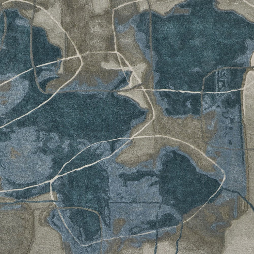 10' X 14' Blue and Gray Abstract Hand Tufted Area Rug