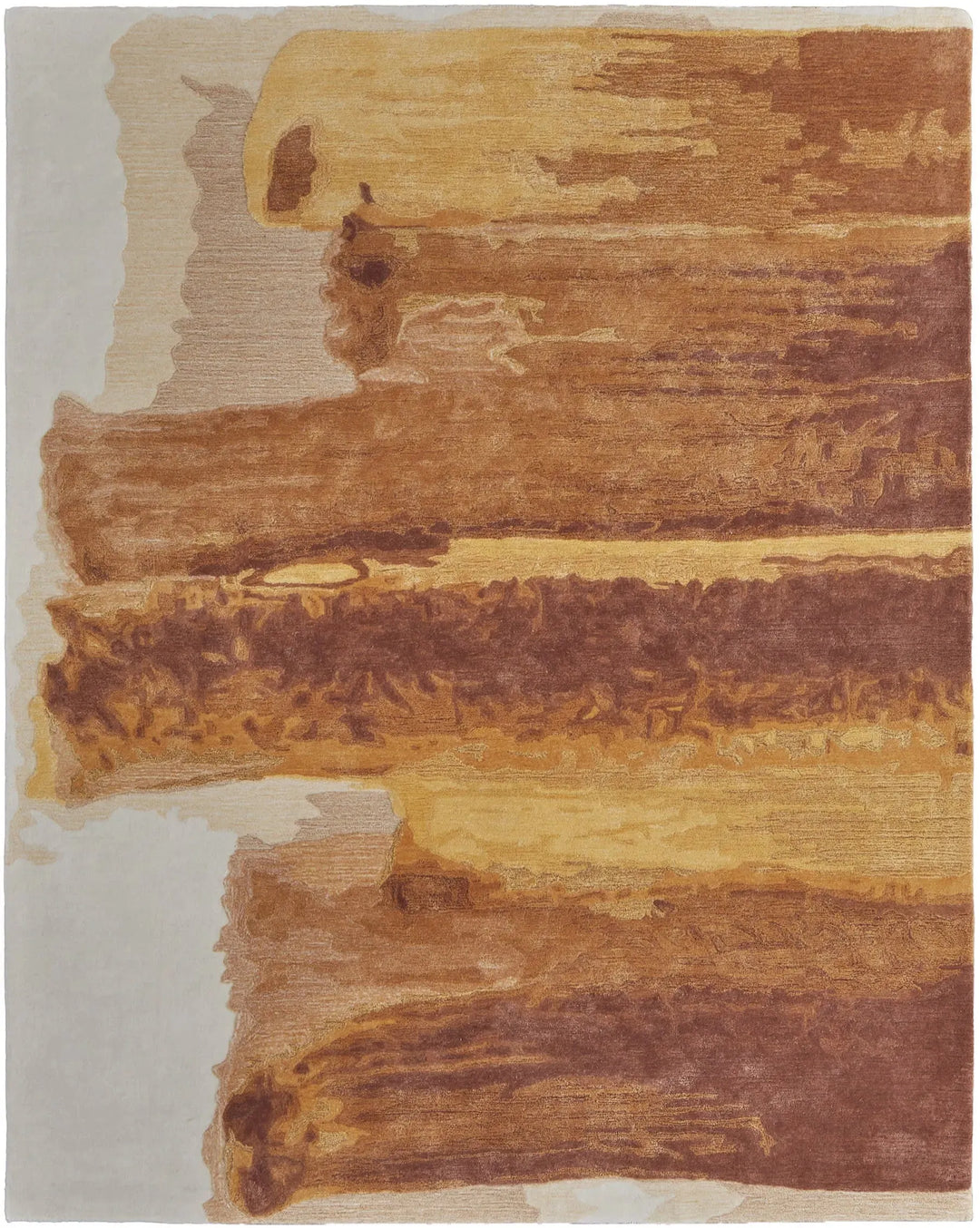 Transitional Abstract Red/Orange/Ivory Area Rug