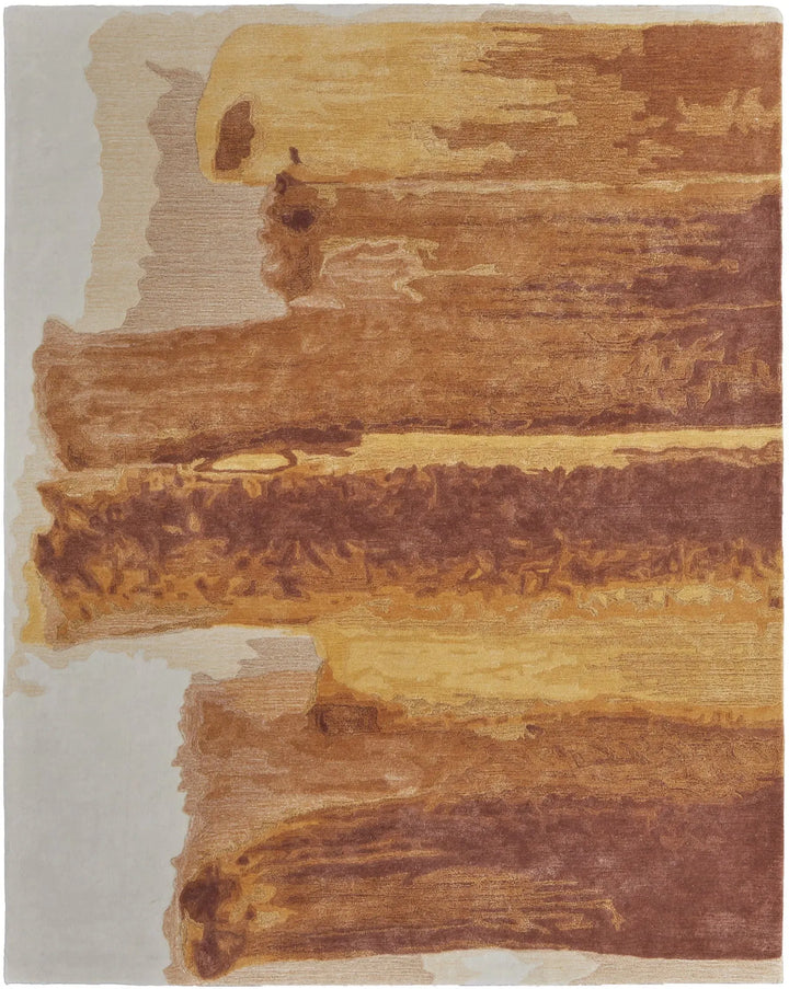 Transitional Abstract Red/Orange/Ivory Area Rug