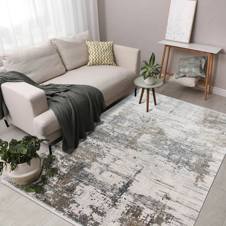 Venice Frasier Ivory/Gold Abstract Area Rug 7'6"x9'6"