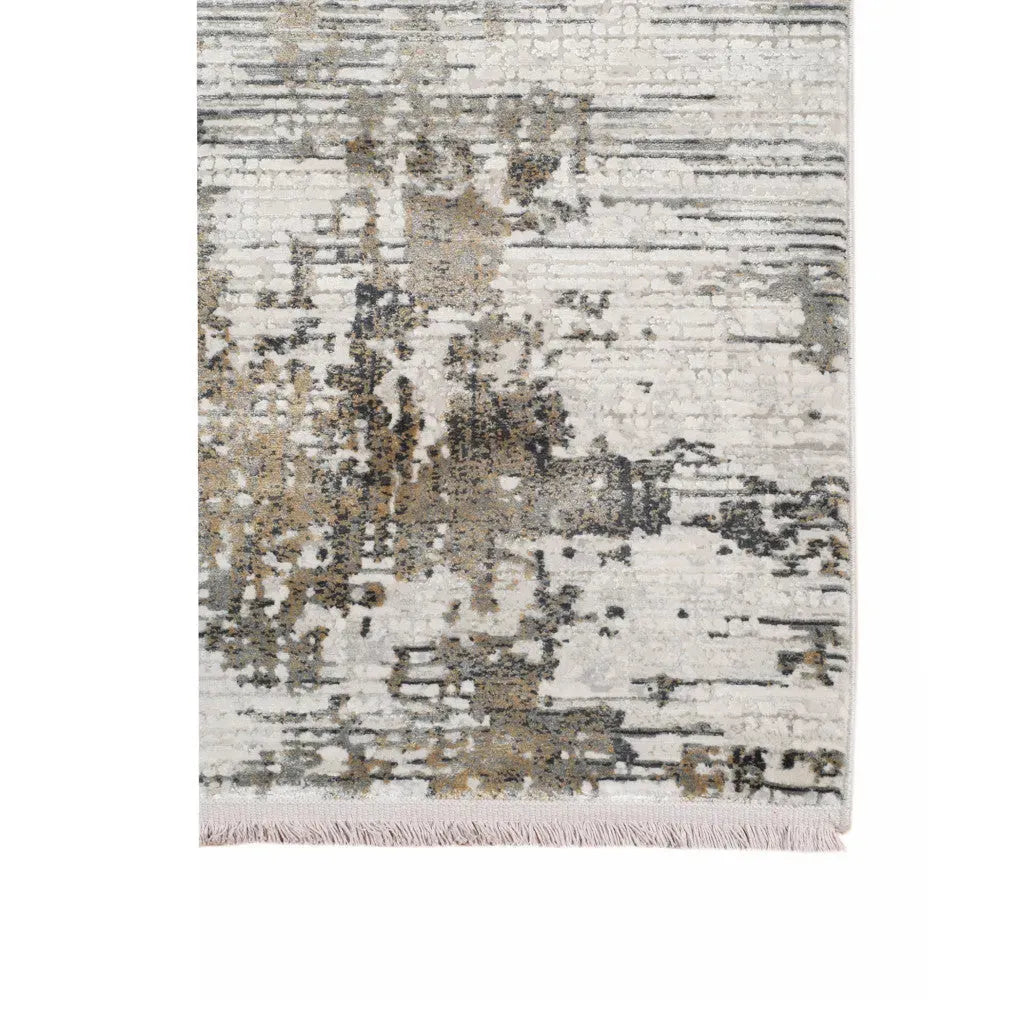 Venice Frasier Ivory/Gold Abstract Area Rug 7'6"x9'6"