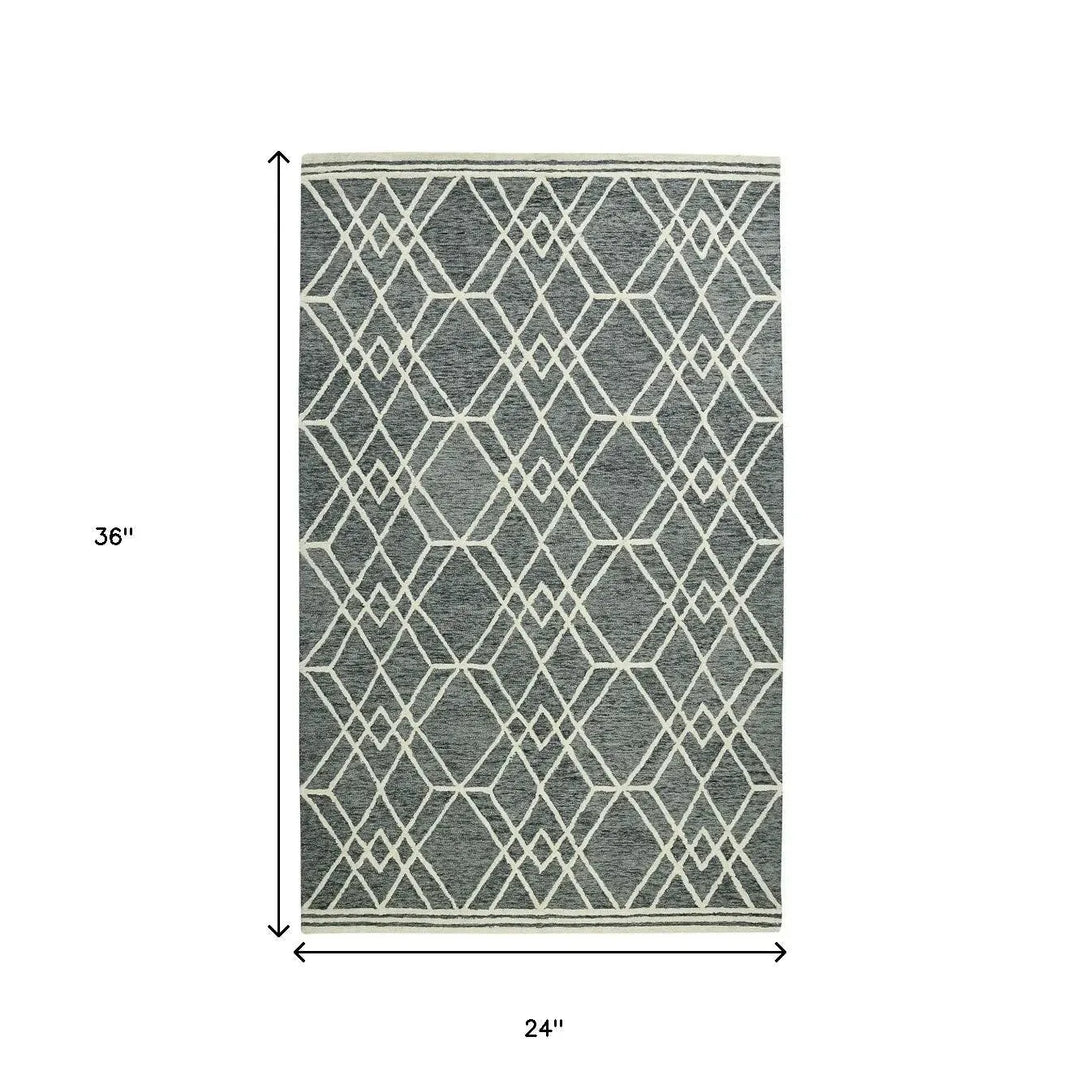 Vista Duncan Gray Hand-Hooked Wool Area Rug 2'x3'