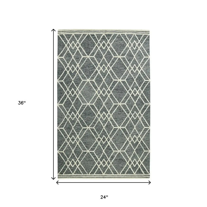 Vista Duncan Gray Hand-Hooked Wool Area Rug 2'x3'