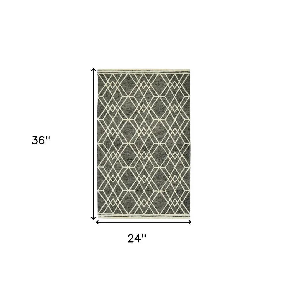 Vista Duncan Taupe Hand-Hooked Wool Area Rug 2'x3'