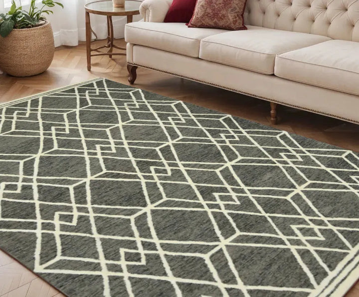 Vista Duncan Taupe Hand-Hooked Wool Area Rug 5'x8'