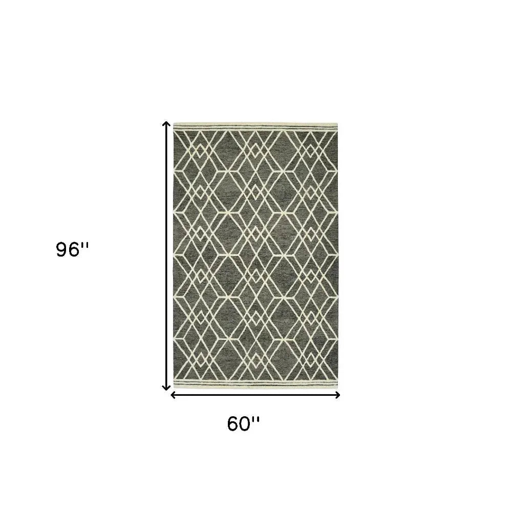 Vista Duncan Taupe Hand-Hooked Wool Area Rug 5'x8'