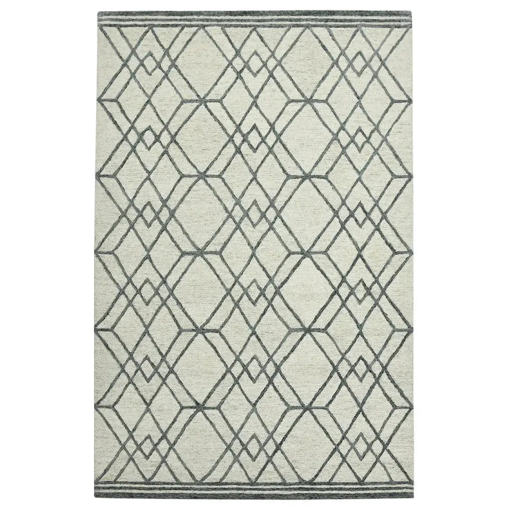 Vista Duncan Ivory Hand-Hooked Wool Area Rug 5'x8'
