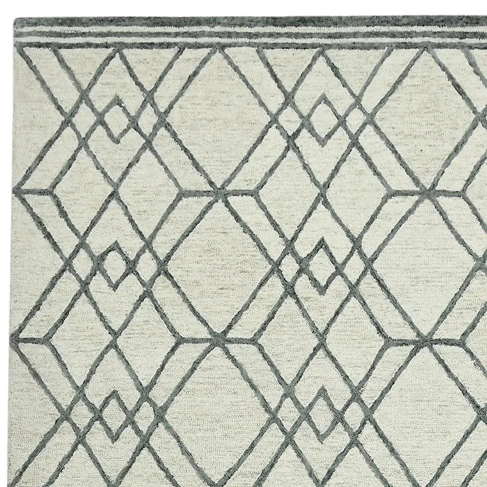 Vista Duncan Ivory Hand-Hooked Wool Area Rug 5'x8'