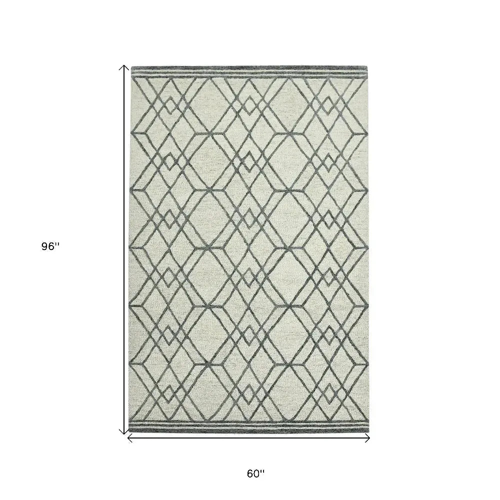 Vista Duncan Ivory Hand-Hooked Wool Area Rug 5'x8'