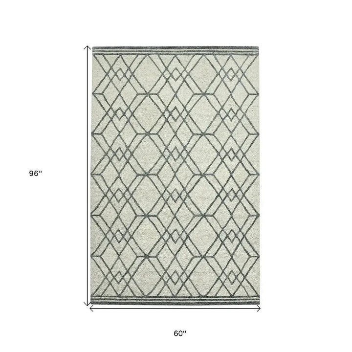 Vista Duncan Ivory Hand-Hooked Wool Area Rug 5'x8'