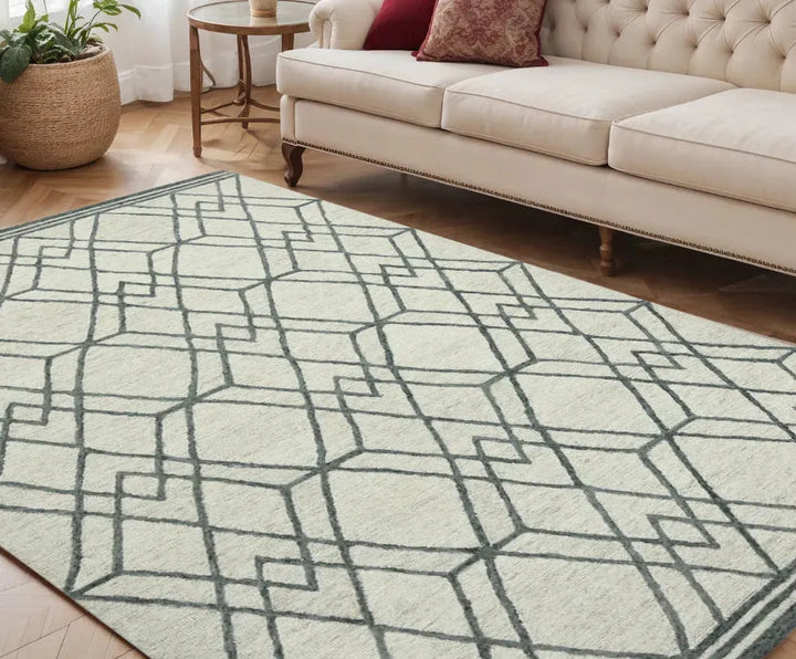 Vista Duncan Ivory Hand-Hooked Wool Area Rug 5'x8'
