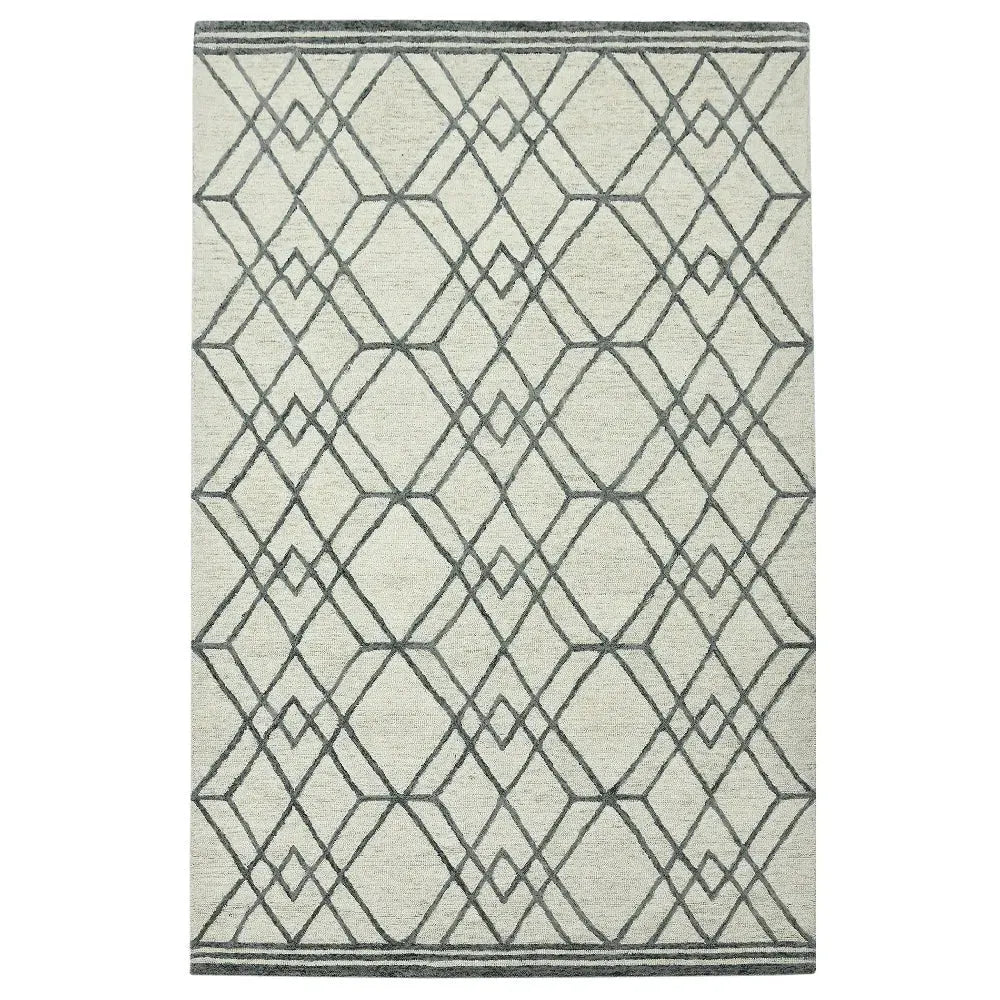 Vista Duncan Ivory Hand-Hooked Wool Area Rug 5'x8'