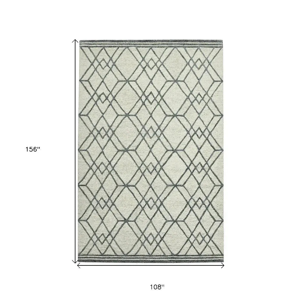 Vista Duncan Ivory Hand-Hooked Wool Area Rug 9'x13'