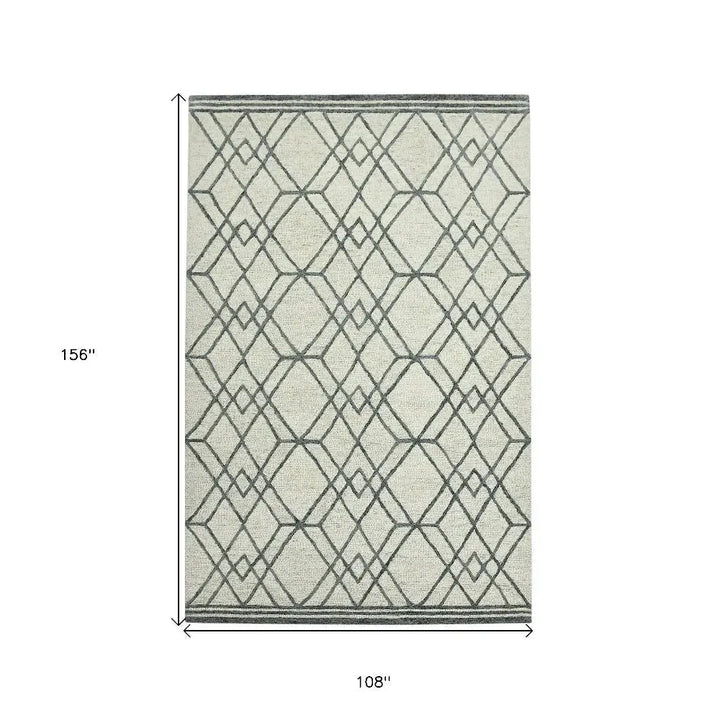 Vista Duncan Ivory Hand-Hooked Wool Area Rug 9'x13'