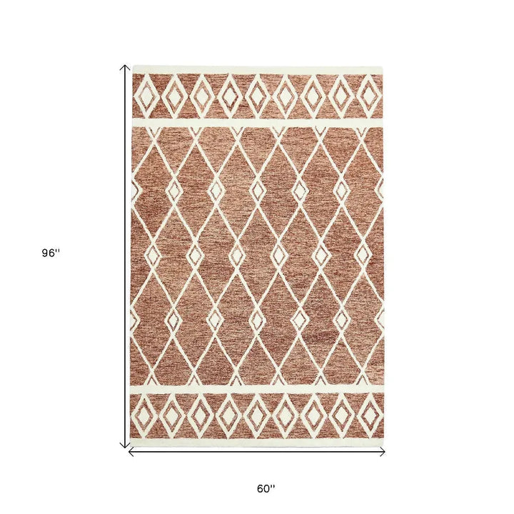 Vista Raton Sienna Hand-Hooked Wool Area Rug 5'x8'