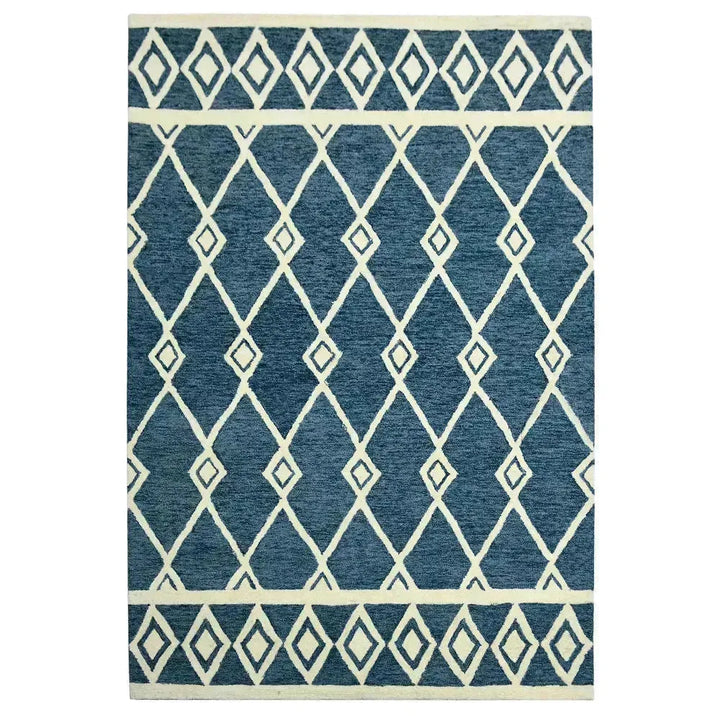 Vista Raton Navy Hand-Hooked Wool Area Rug 5'x8'