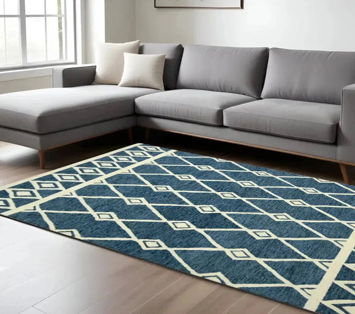 Vista Raton Navy Hand-Hooked Wool Area Rug 9'x13'