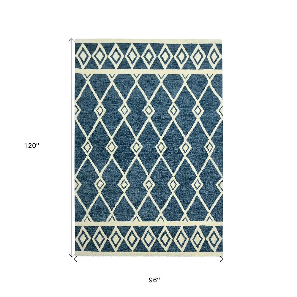 Vista Raton Navy Hand-Hooked Wool Area Rug 8'x10'