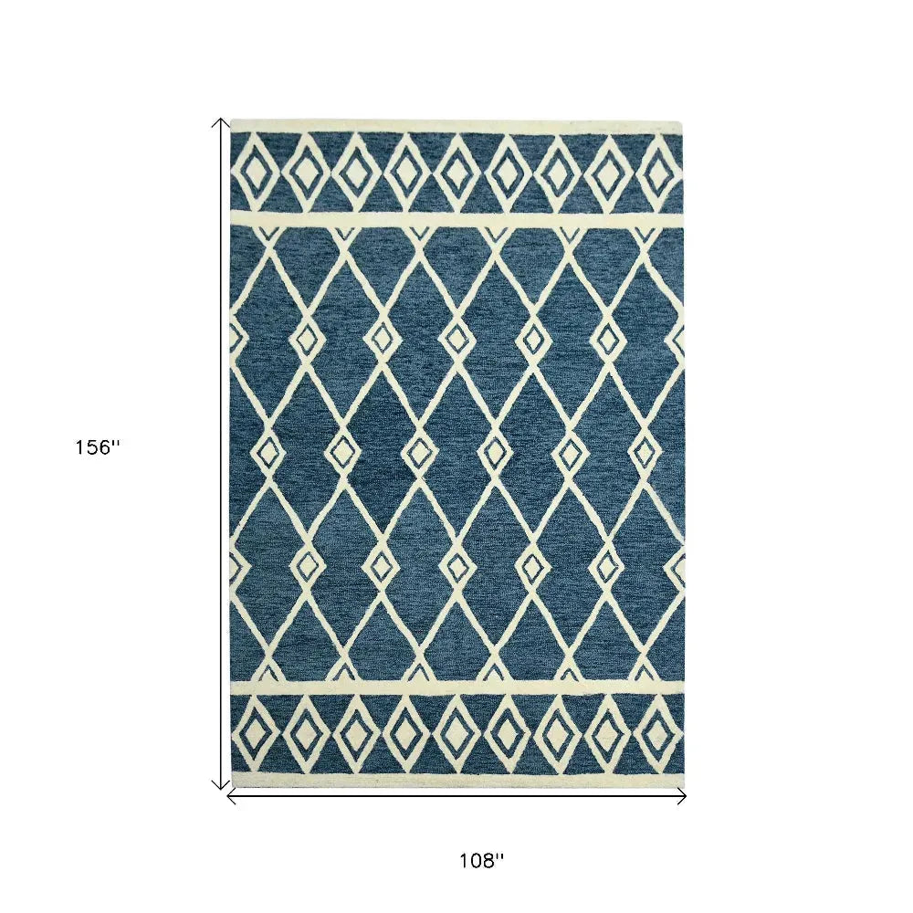 Vista Raton Navy Hand-Hooked Wool Area Rug 9'x13'