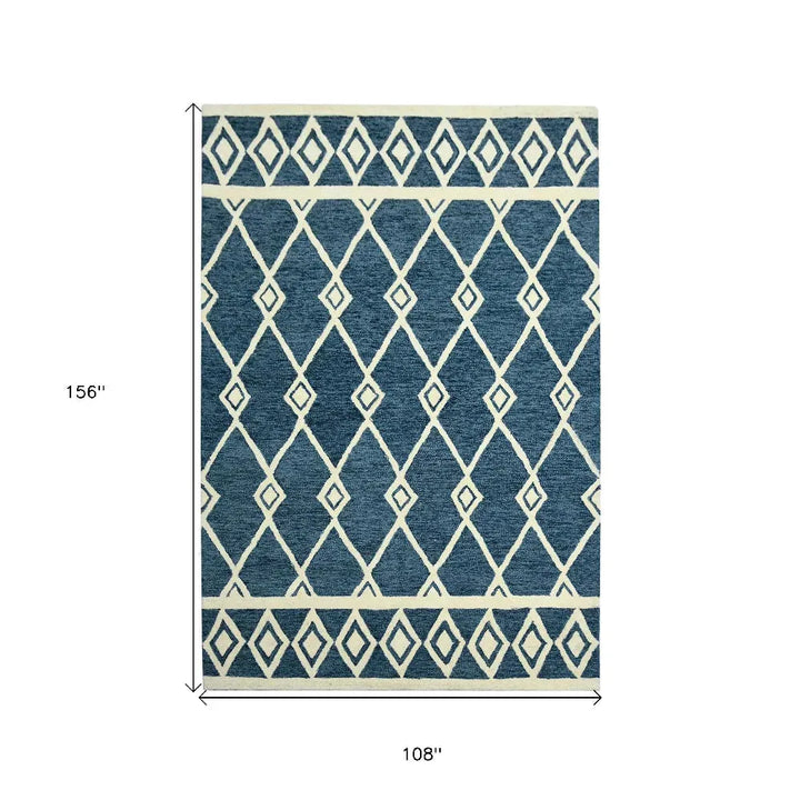 Vista Raton Navy Hand-Hooked Wool Area Rug 9'x13'