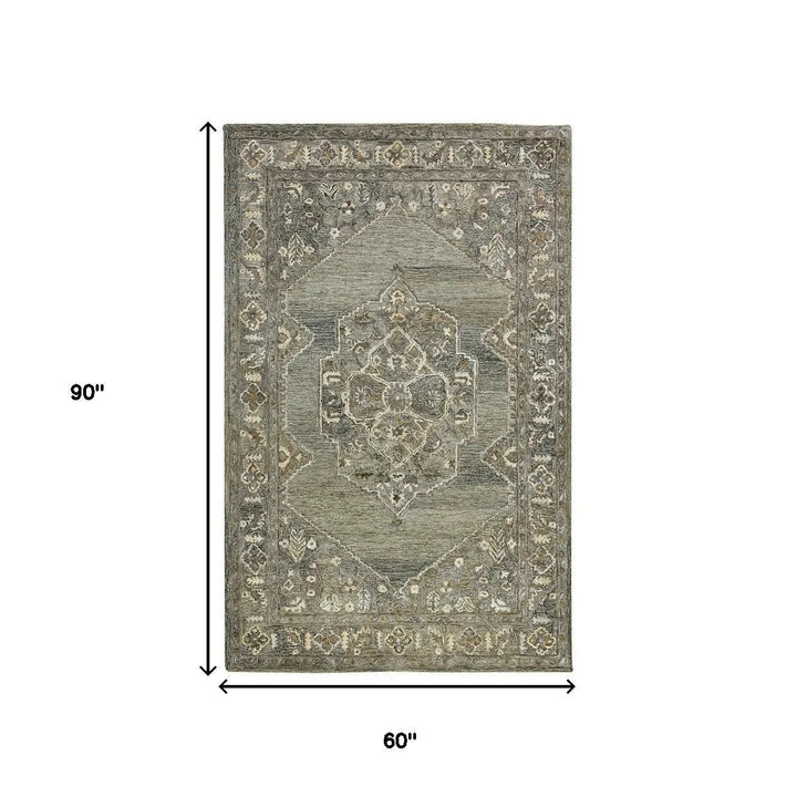 Vestige Kersey Brown Hand-Tufted Wool Blend Area Rug 5'x7'6"