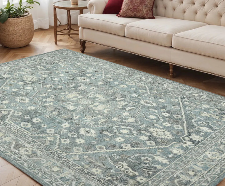 Vestige Jericha Blue Hand-Tufted Wool Blend Area Rug 5'x7'6"