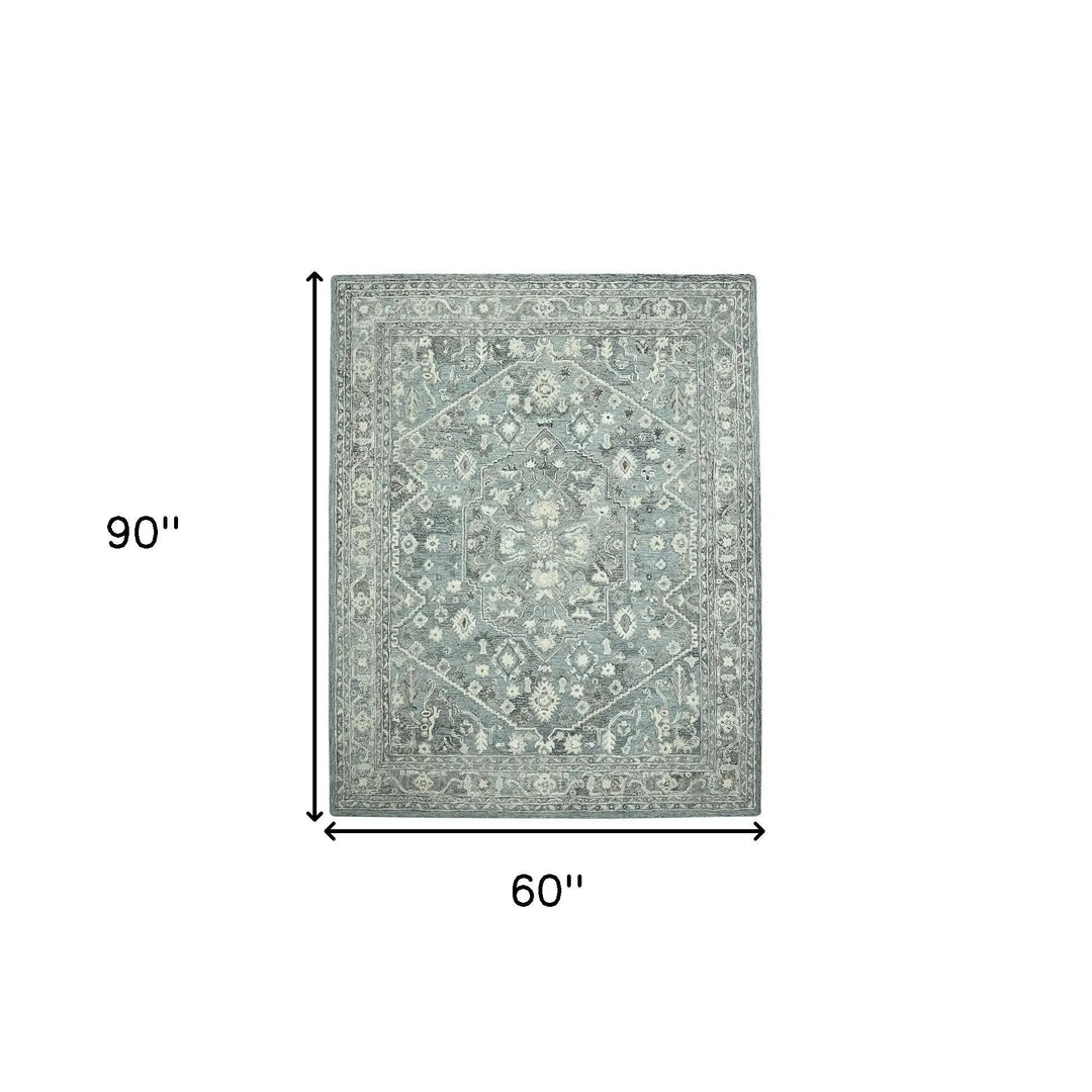 Vestige Jericha Blue Hand-Tufted Wool Blend Area Rug 5'x7'6"