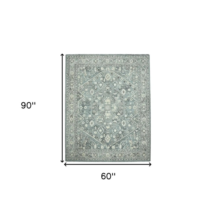 Vestige Jericha Blue Hand-Tufted Wool Blend Area Rug 5'x7'6"